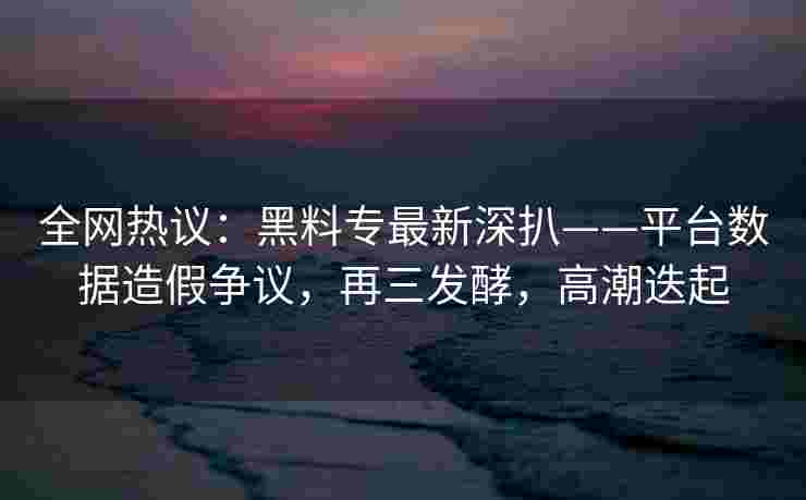 全网热议：黑料专最新深扒——平台数据造假争议，再三发酵，高潮迭起